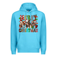 Ocean Blue Merry christmas pigs Premium Hoodie - FaDigitalArtStudio