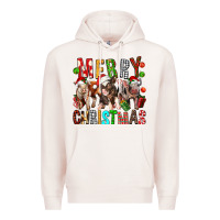 Pale Pink Merry christmas pigs Premium Hoodie - FaDigitalArtStudio