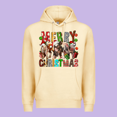 Merry Christmas Pigs Premium Hoodie Designed By Fadigitalartstudio