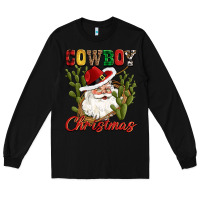 Black cowboy christmas western cactus Long Sleeve Tee - CowGirlArtShop