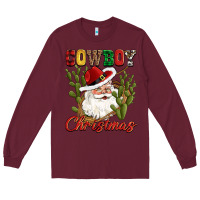 Burgundy cowboy christmas western cactus Long Sleeve Tee - CowGirlArtShop
