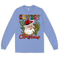 Colony Blue cowboy christmas western cactus Long Sleeve Tee - CowGirlArtShop