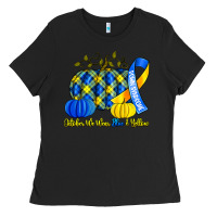 Black october we wear blue and yellow with pumpkins Ladies Tee - Artiststas