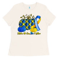 Bone october we wear blue and yellow with pumpkins Ladies Tee - Artiststas