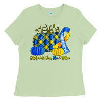 Matcha october we wear blue and yellow with pumpkins Ladies Tee - Artiststas