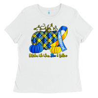 White october we wear blue and yellow with pumpkins Ladies Tee - Artiststas