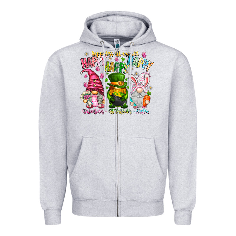 Happiness All Around Happy Valentines Patrick East Zipper Hoodie by CowhideDigitalArt | Teevron