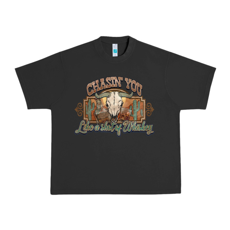 Chasin You Like A Shot Of Whiskey Bull Skull Urban Heavy Tee by HowdyJamesFarm | Teevron