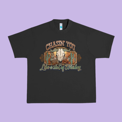 Chasin You Like A Shot Of Whiskey Bull Skull Urban Heavy Tee Designed By Howdyjamesfarm