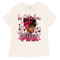 Bone in october we wear pink with afro woman Ladies Tee - Artiststas
