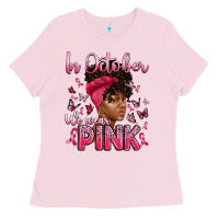 Bubblegum Pink in october we wear pink with afro woman Ladies Tee - Artiststas