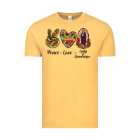 Vintage Mustard Peace Love Lady Of Guadalupe Vintage Tee - RanaPortraitStore