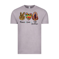 Vintage Zinc Peace Love Lady Of Guadalupe Vintage Tee - RanaPortraitStore