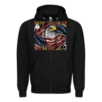 Black American eagle Zipper Hoodie - CowhideDigitalArt
