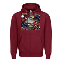 Burgundy American eagle Zipper Hoodie - CowhideDigitalArt
