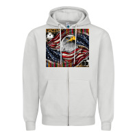 Dove Grey American eagle Zipper Hoodie - CowhideDigitalArt