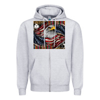 Heather Grey American eagle Zipper Hoodie - CowhideDigitalArt