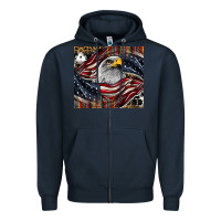 Navy American eagle Zipper Hoodie - CowhideDigitalArt