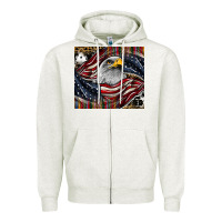 Oatmeal Heather American eagle Zipper Hoodie - CowhideDigitalArt