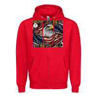 Red American eagle Zipper Hoodie - CowhideDigitalArt