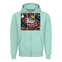 Seafoam American eagle Zipper Hoodie - CowhideDigitalArt