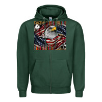 Sports Green American eagle Zipper Hoodie - CowhideDigitalArt
