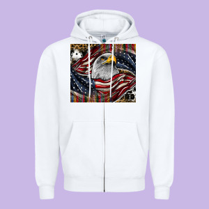 American Eagle Zipper Hoodie Designed By Cowhidedigitalart