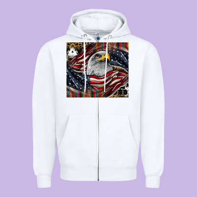 American Eagle Zipper Hoodie Designed By Cowhidedigitalart