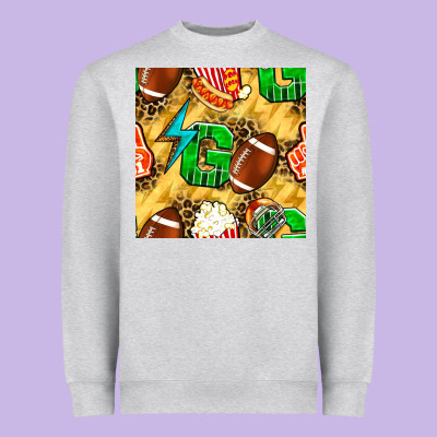 American Football Go With Thunder And Leopard  Seamless Pattern Heavyweight Sweatshirt Designed By Bundleandbundleshop