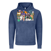 Vintage Denim Cat coffee cups Vintage Hoodie - HowdyJamesFarm
