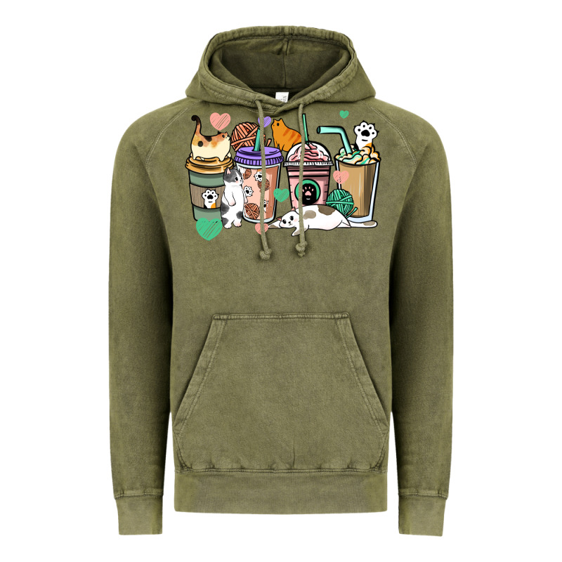 Cat Coffee Cups Vintage Hoodie by HowdyJamesFarm | Teevron