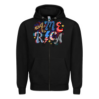 Black America Zipper Hoodie - CowhideDigitalArt