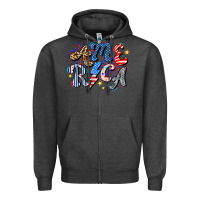 Charcoal Heather America Zipper Hoodie - CowhideDigitalArt