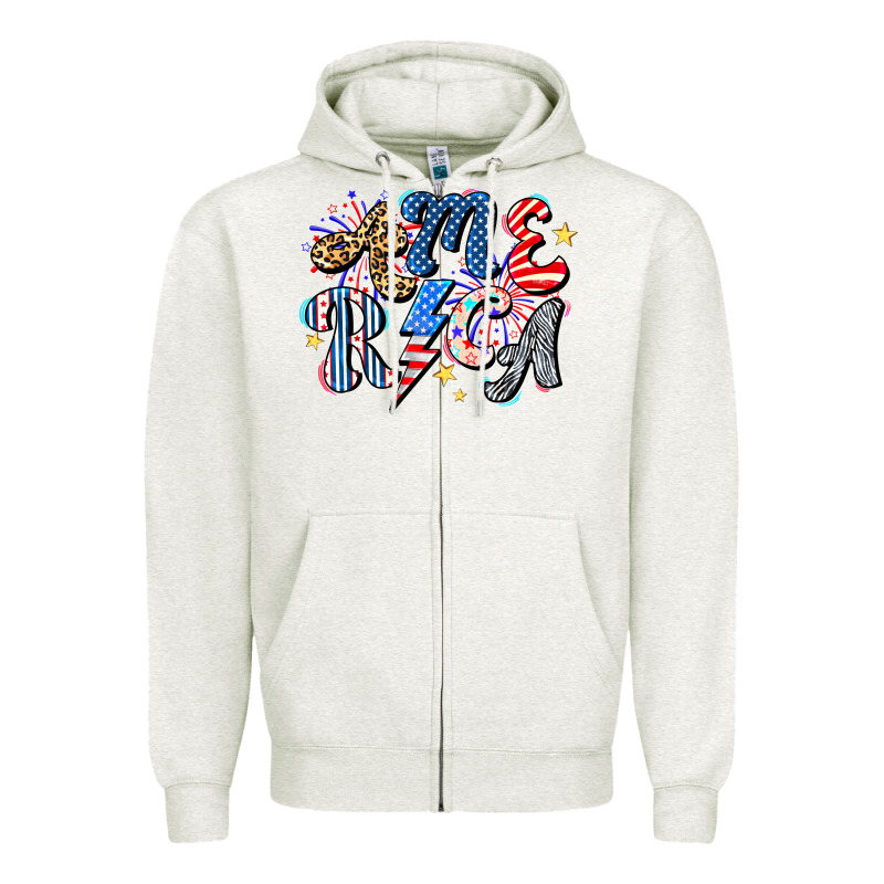 America Zipper Hoodie by CowhideDigitalArt | Teevron