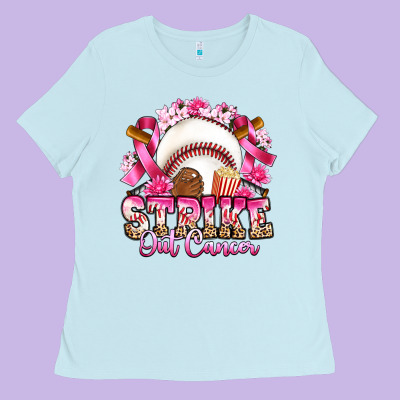 Strike Out Cancer Baseball Ladies Tee Designed By Artiststas