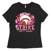 Black strike out cancer baseball Ladies Tee - Artiststas