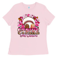 Bubblegum Pink strike out cancer baseball Ladies Tee - Artiststas