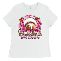 White strike out cancer baseball Ladies Tee - Artiststas