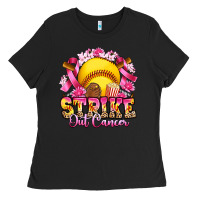 Black strike out cancer softball Ladies Tee - Artiststas