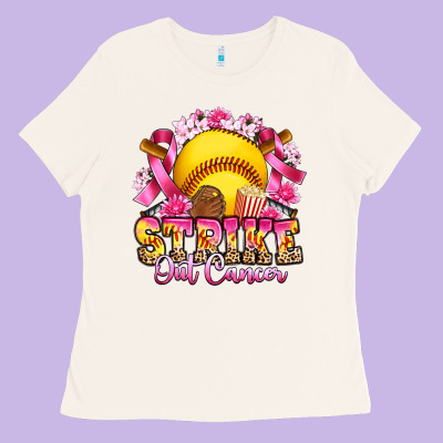 Strike Out Cancer Softball Ladies Tee Designed By Artiststas