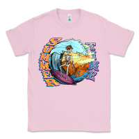 Bubblegum Pink summer time skeleton surfing Classic Tee - NancyCooperArtShop