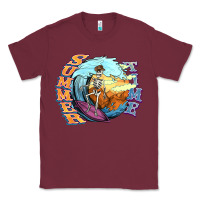 Burgundy summer time skeleton surfing Classic Tee - NancyCooperArtShop