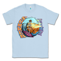 Dusty Blue summer time skeleton surfing Classic Tee - NancyCooperArtShop
