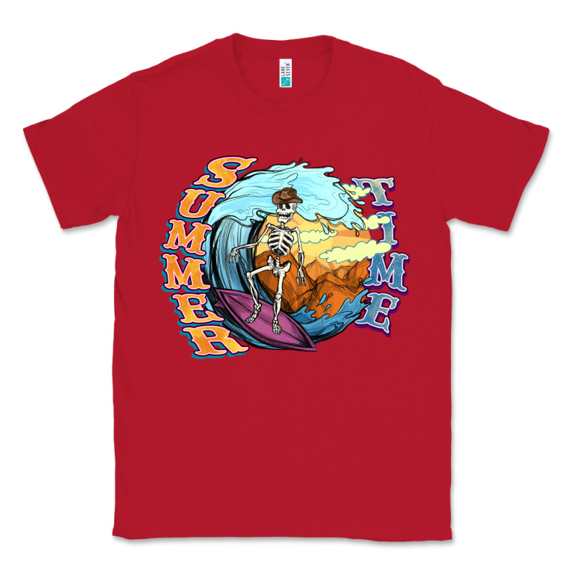 Summer Time Skeleton Surfing Classic Tee by NancyCooperArtShop | Teevron