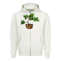 Oatmeal Heather Guava Tree Bonsai Illustrations Zipper Hoodie - LillyAllenDesigns