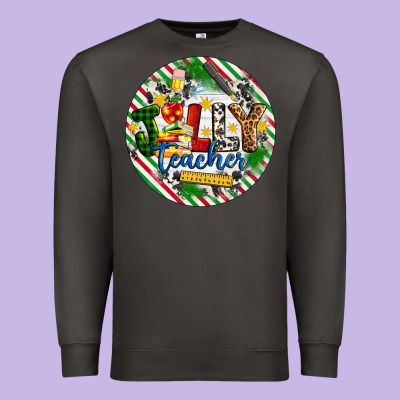 Christmas Jolly Teacher Premium Sweatshirt Designed By Artiststas