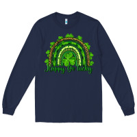 Navy st. patrick's day happy go lucky Long Sleeve Tee - RanaPortraitStore