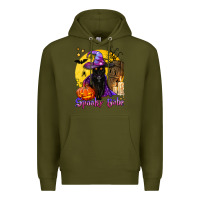 Army Green spooky babe black witch cat Premium Hoodie - BundleAndBundleShop