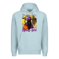 Blue Mist spooky babe black witch cat Premium Hoodie - BundleAndBundleShop