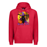 Cardinal spooky babe black witch cat Premium Hoodie - BundleAndBundleShop